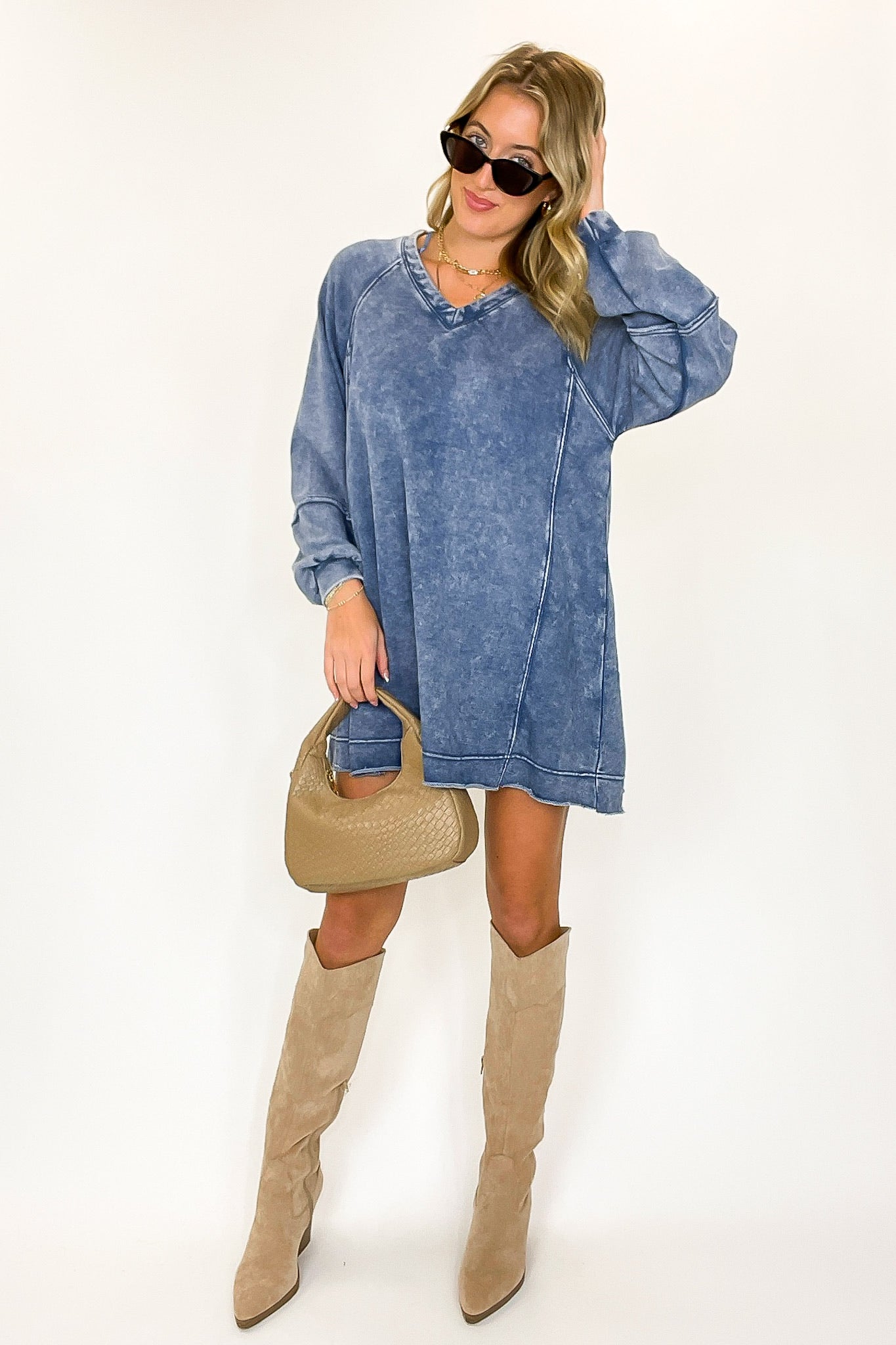Mineral Washed Oversized A-Line Dress