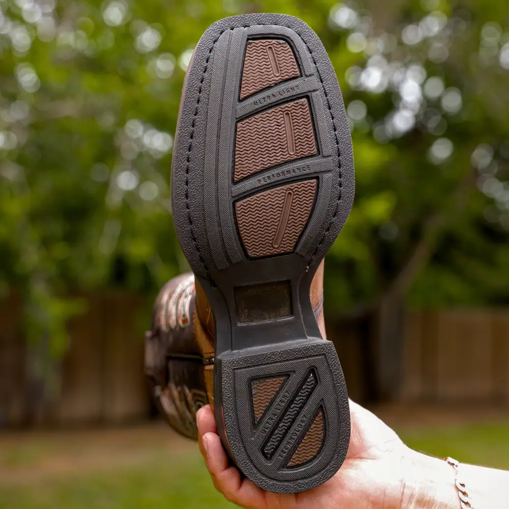 Moka American Gator Belly Leather Boots With Lightweight Soles - Square Toe