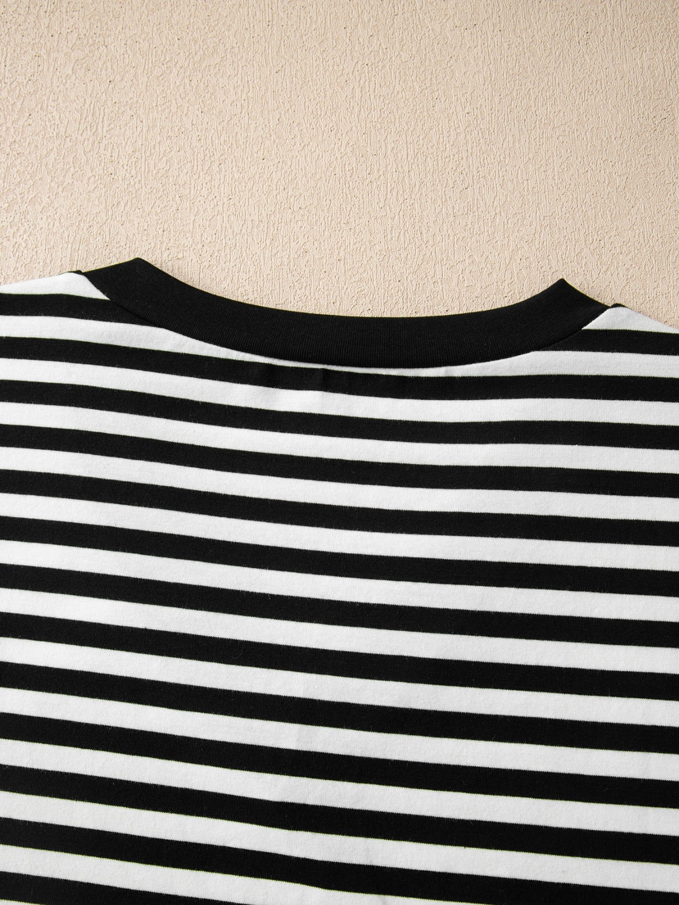 Striped V-Neck Scalloped Short Sleeve T-Shirt