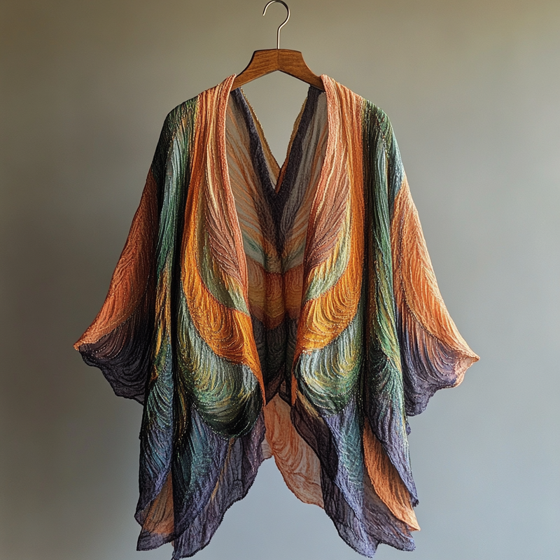 Summer Fun Feather Print Chiffon Cardigan 7650