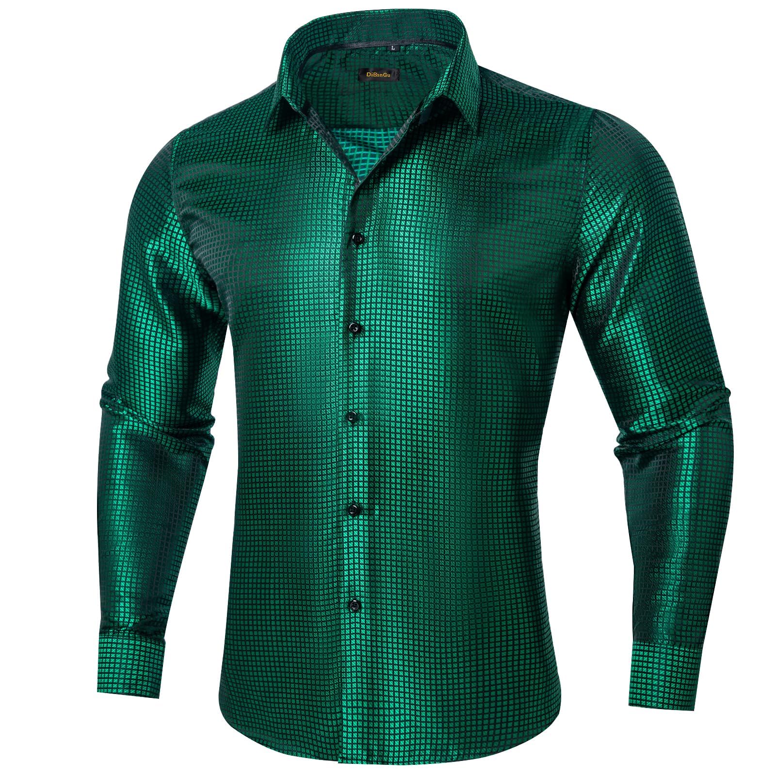 Men's Paisley Dress Shirt Long Sleeve Wrinkle Free Button Down Cowboy Shirts - Emerald&paisley