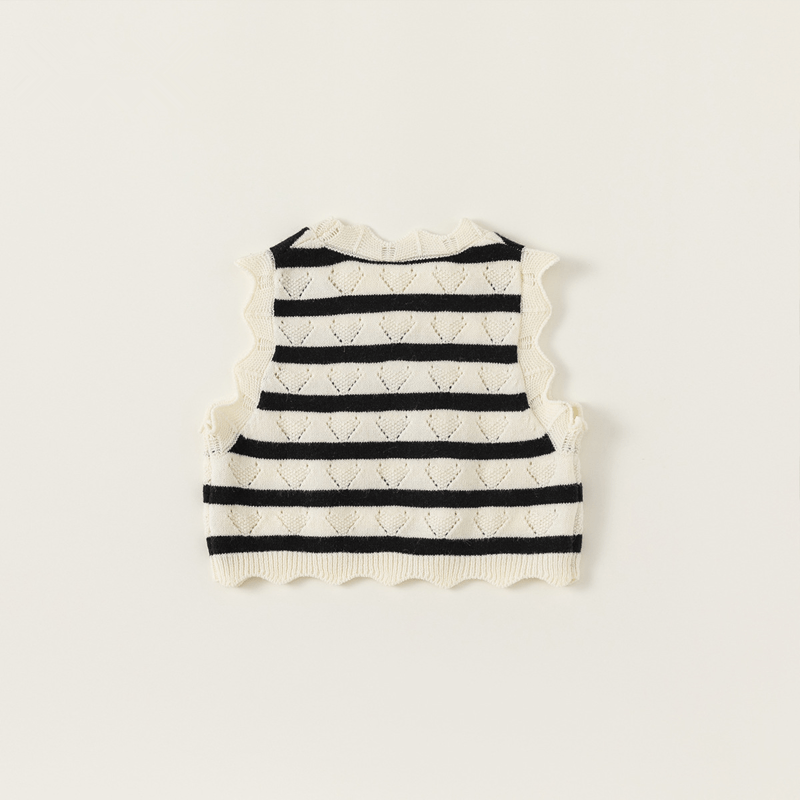 Toddler Girl Black Striped Heart Vest