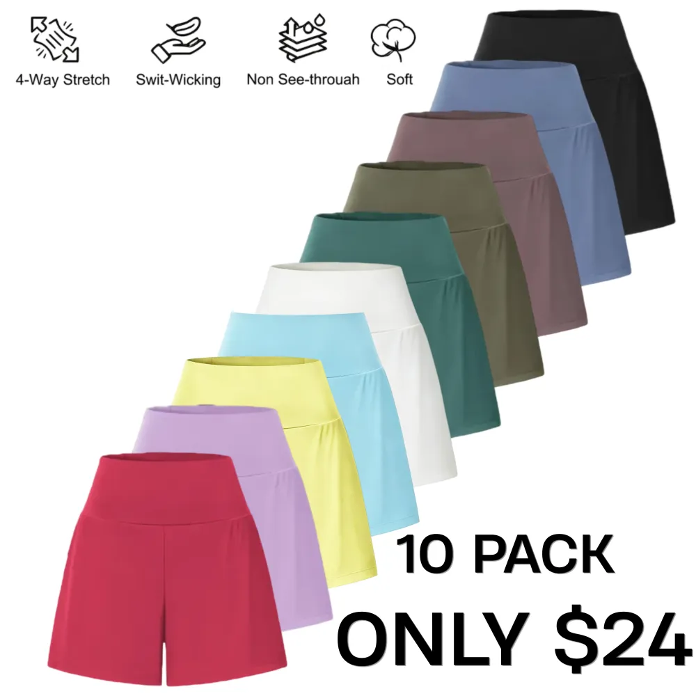 Super High Waisted Back Pocket & Side Hidden Pocket 2-in-1 Yoga Shorts