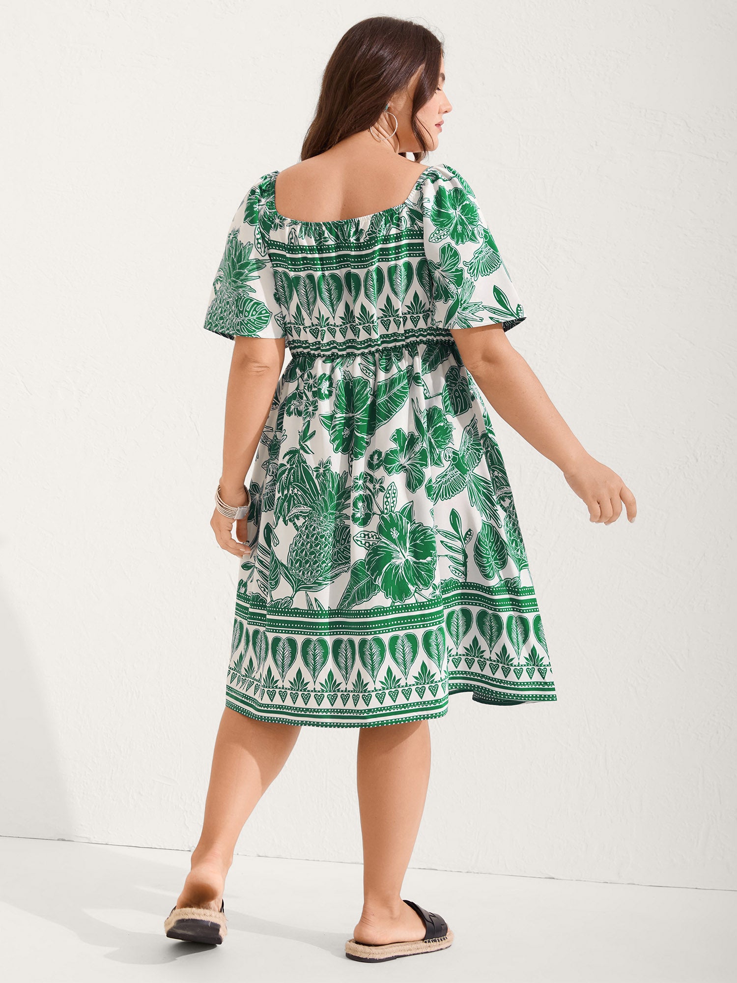 Boho Print Fit Flare Pockets Mini Dress