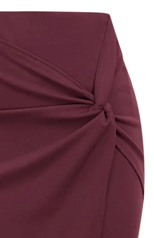 Pleated Solid Color Bodycon Midi Skirt