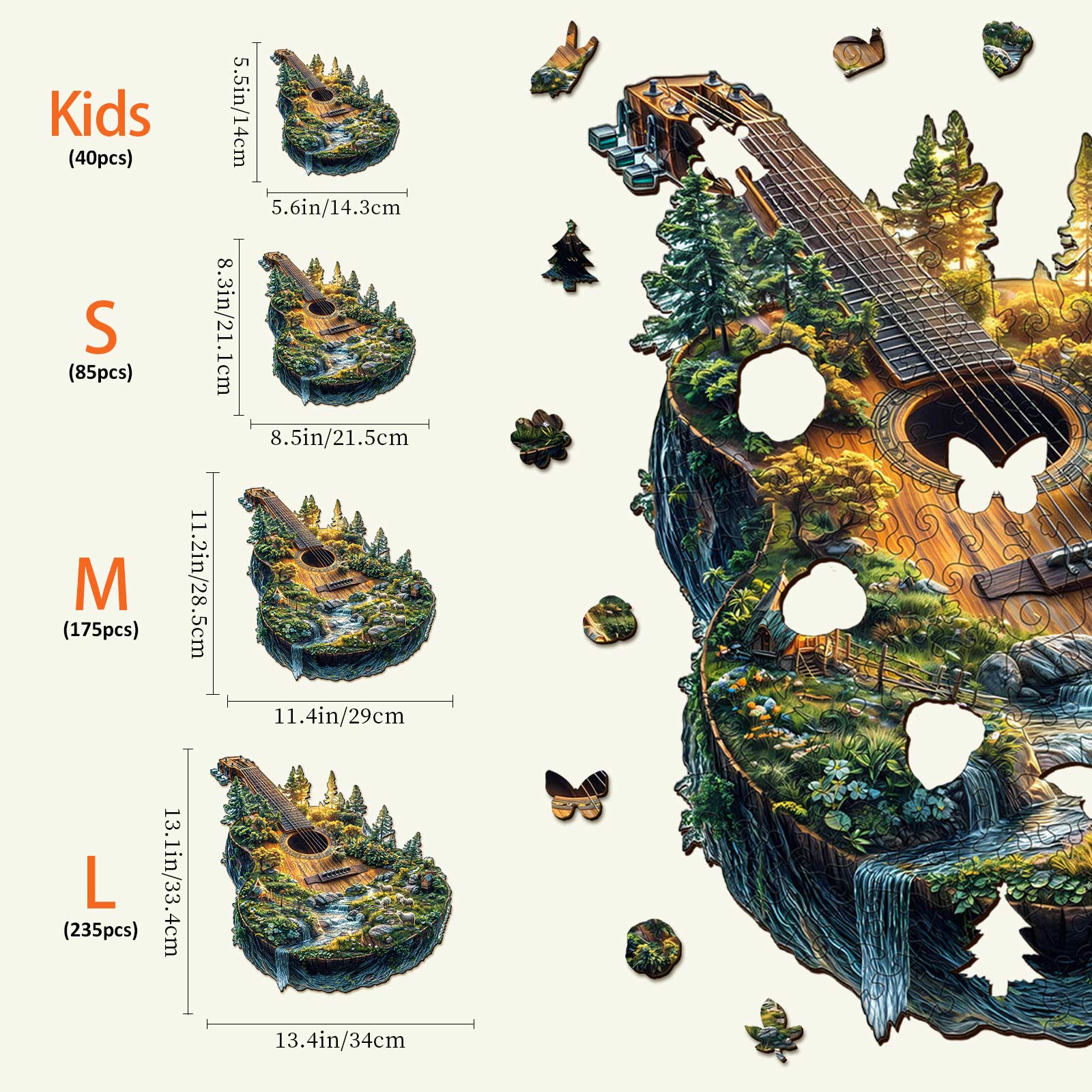 Forest guitar Wooden Jigsaw Puzzle