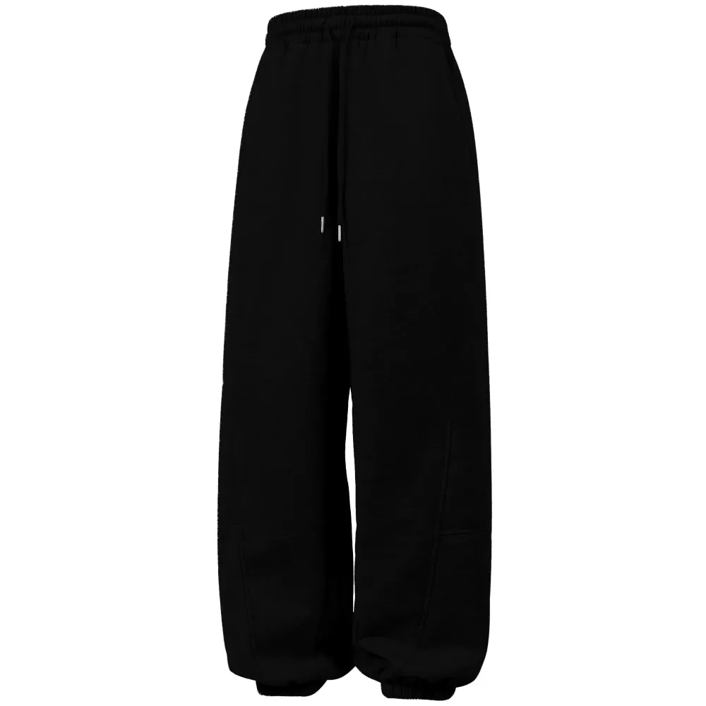 Drawstring Waist Winter Warm Straight Wide-Leg Loose Fit Jogger Pants with Pockets SpringStatements Pink Wide Leg Sweatpants