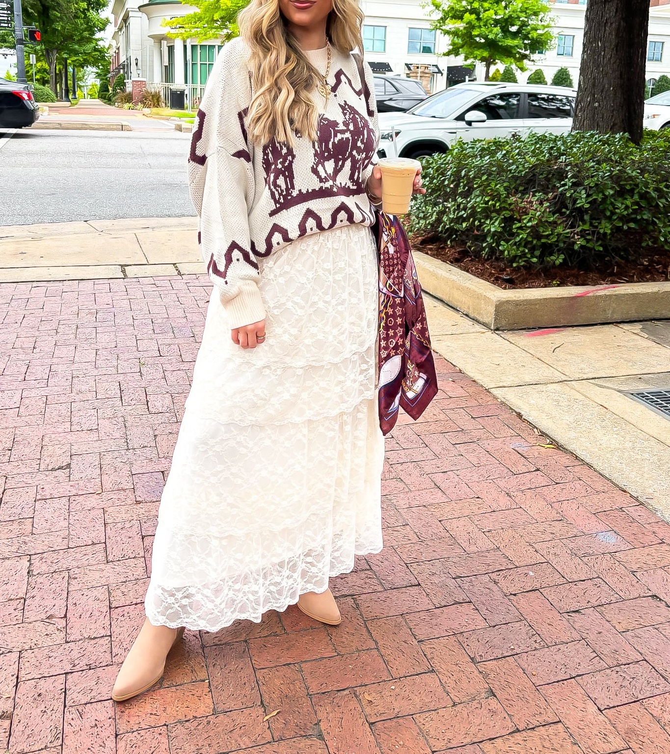 Vintage Veil Tiered Lace Maxi Skirt