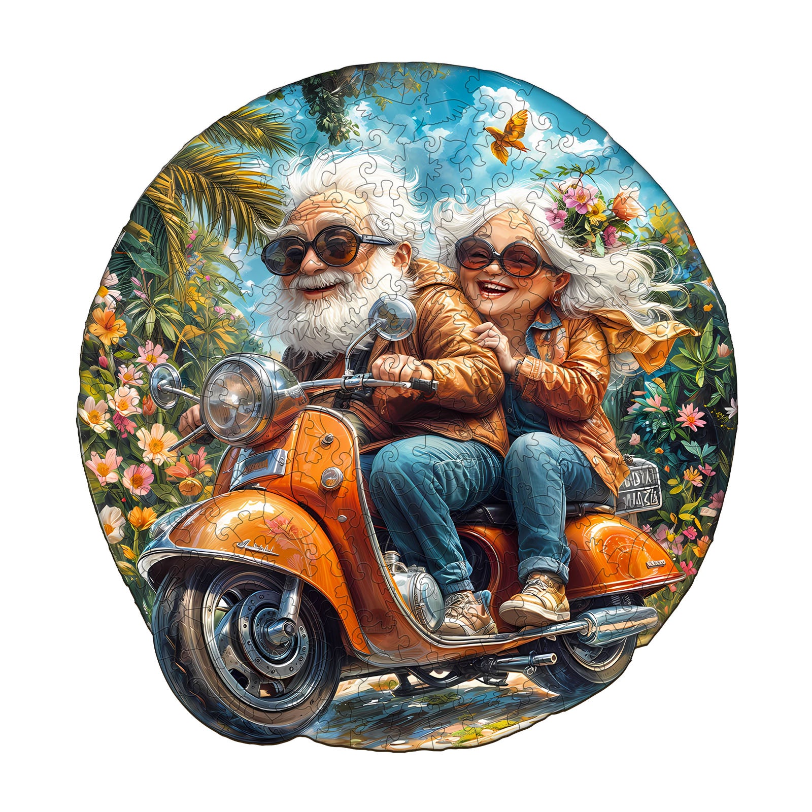 Motorcycle Granny-2 Wooden Jigsaw Puzzle