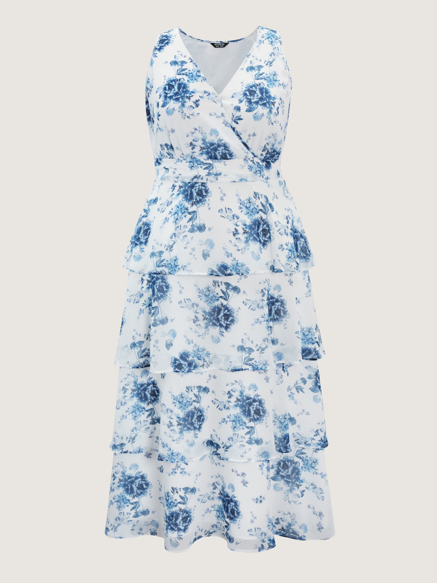 Floral Elegance Tiered V-Neck Maxi Dress