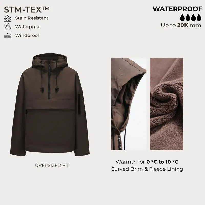 Woman Waterproof Oversized Fall Hoodie Coat Warm Half Zip Rain Jacket
