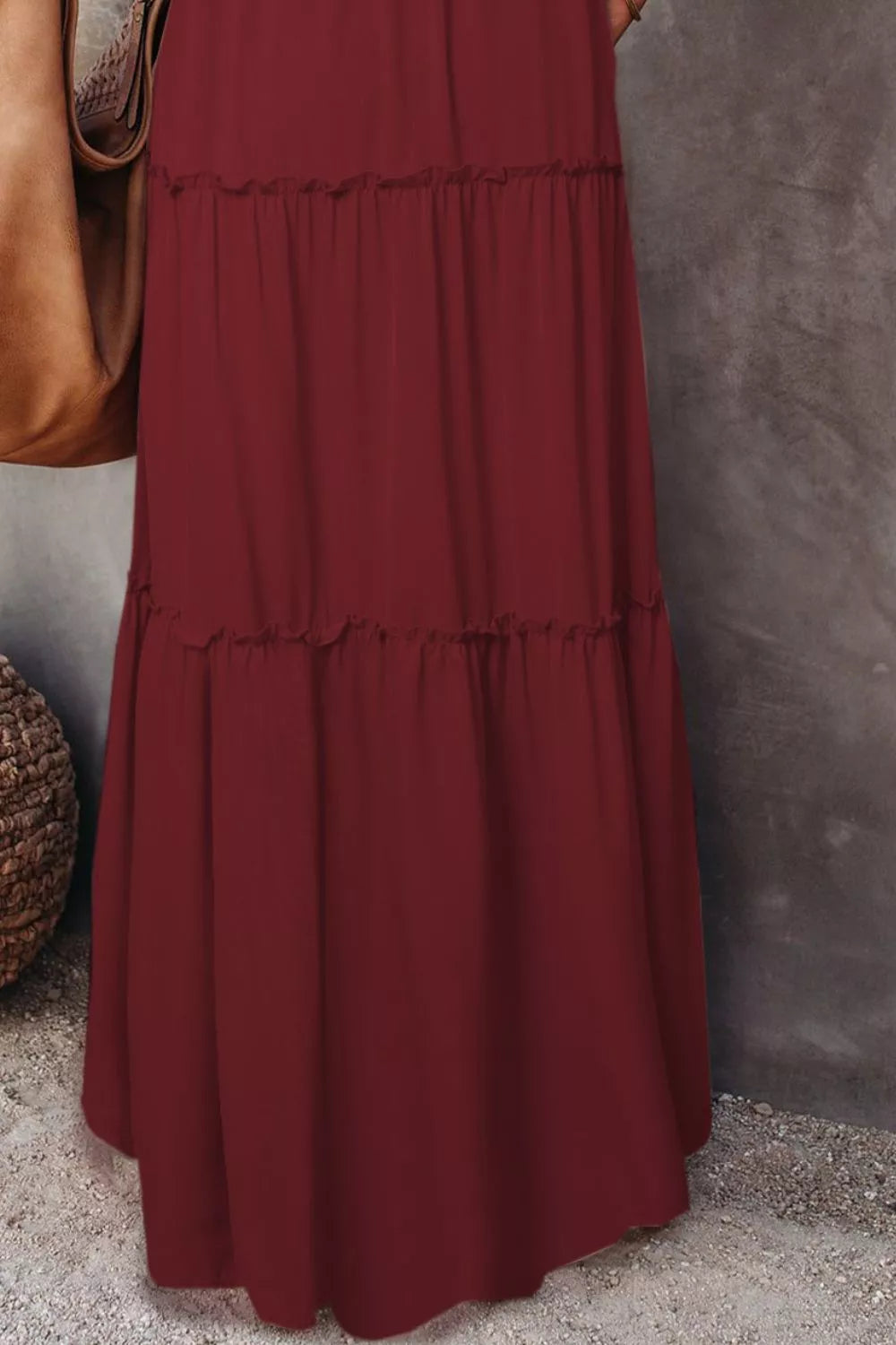 Frill Tiered Drawstring Waist Maxi Skirt