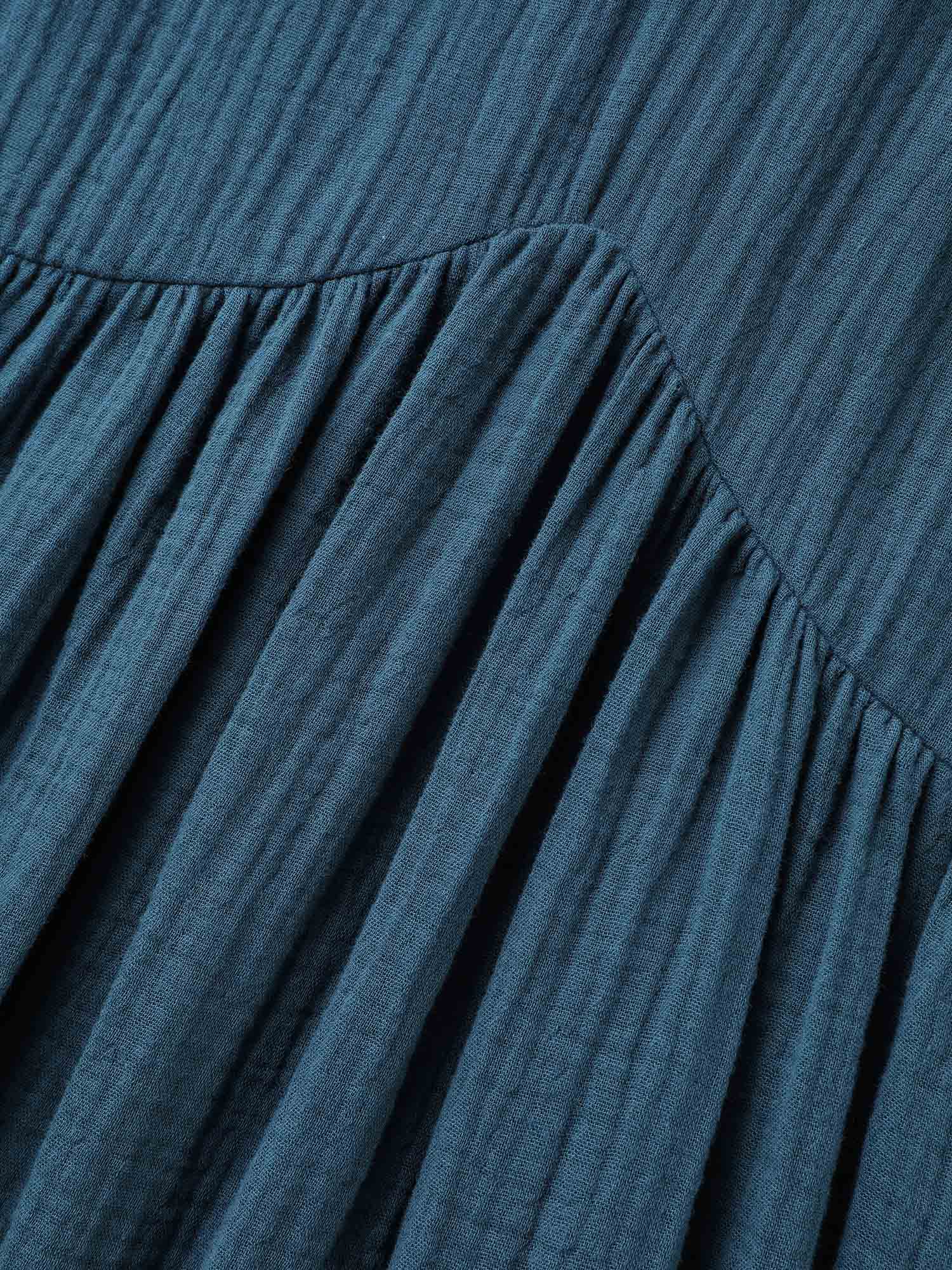 Pure Cotton Lace V-Neck Solid Mini Dress