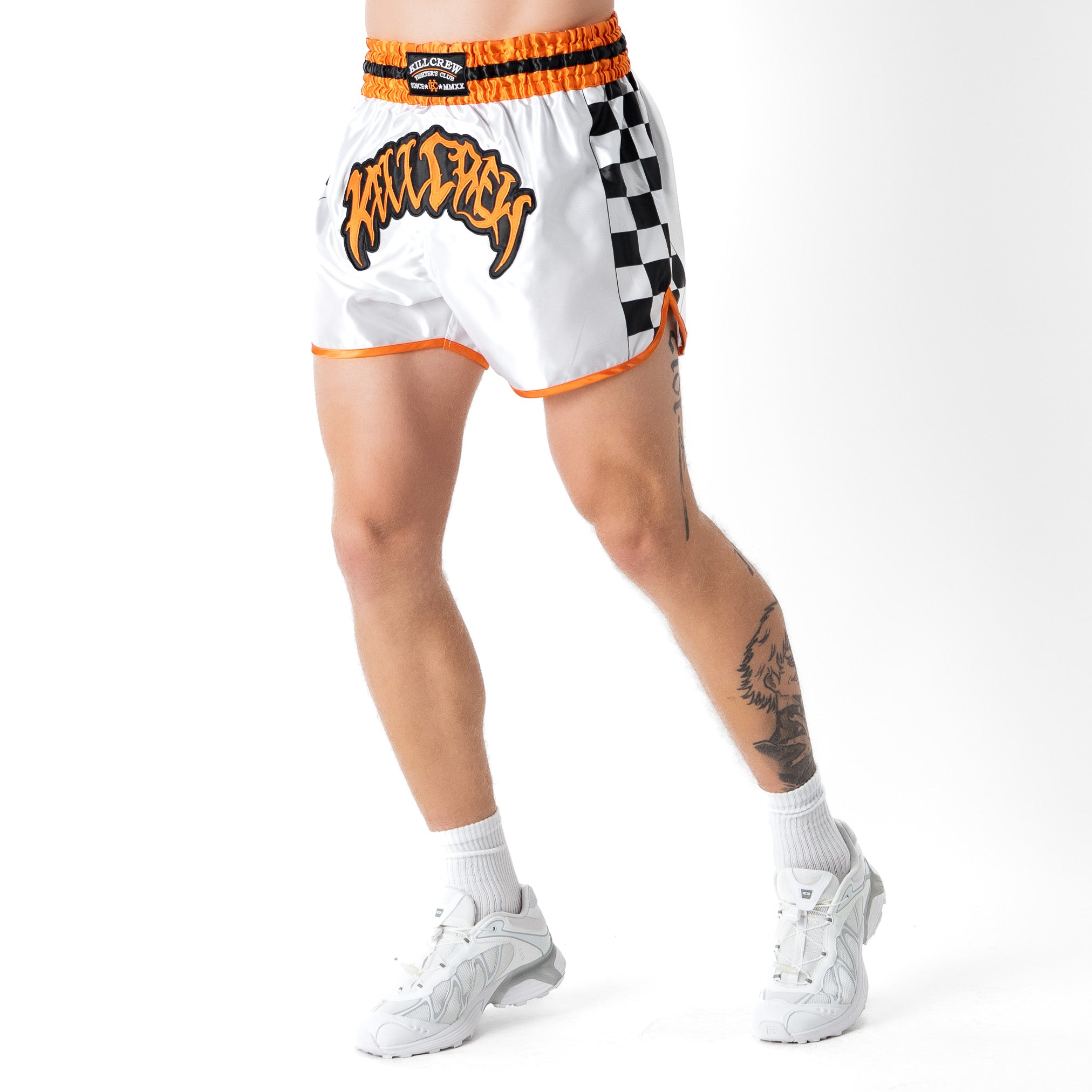 CHECKER FIGHT SHORT - ORANGE