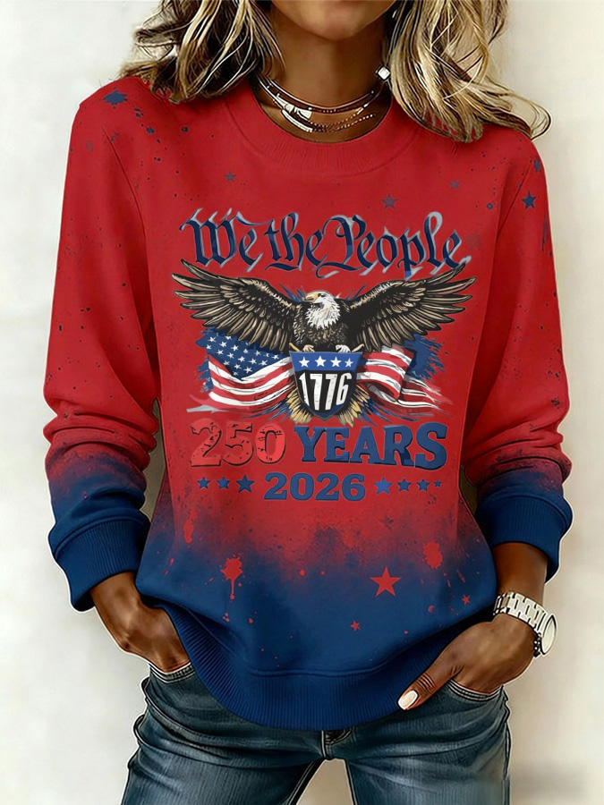 Ladies' Leisure 250th Anniversary National Day Celebration Round Neck Hoodie