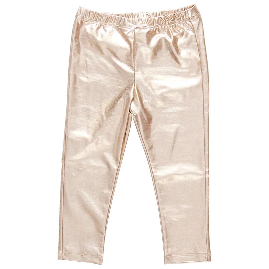 Girls Lame Legging - Light Gold