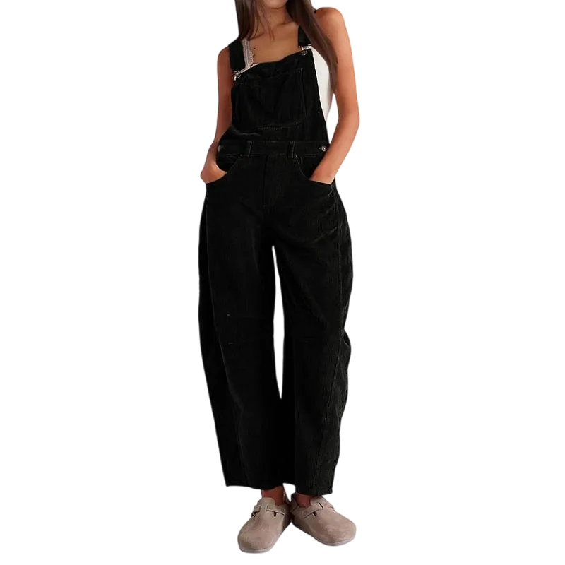 Women's Corduroy Overalls Barrel Wide Leg Bib Pants