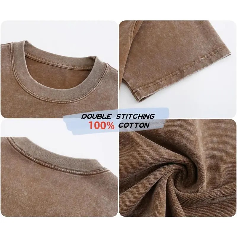 Oversized Tshirts for Men Gym Vintage Heavyweight T Shirts Cotton Workout Acid Wash Baggy Tees