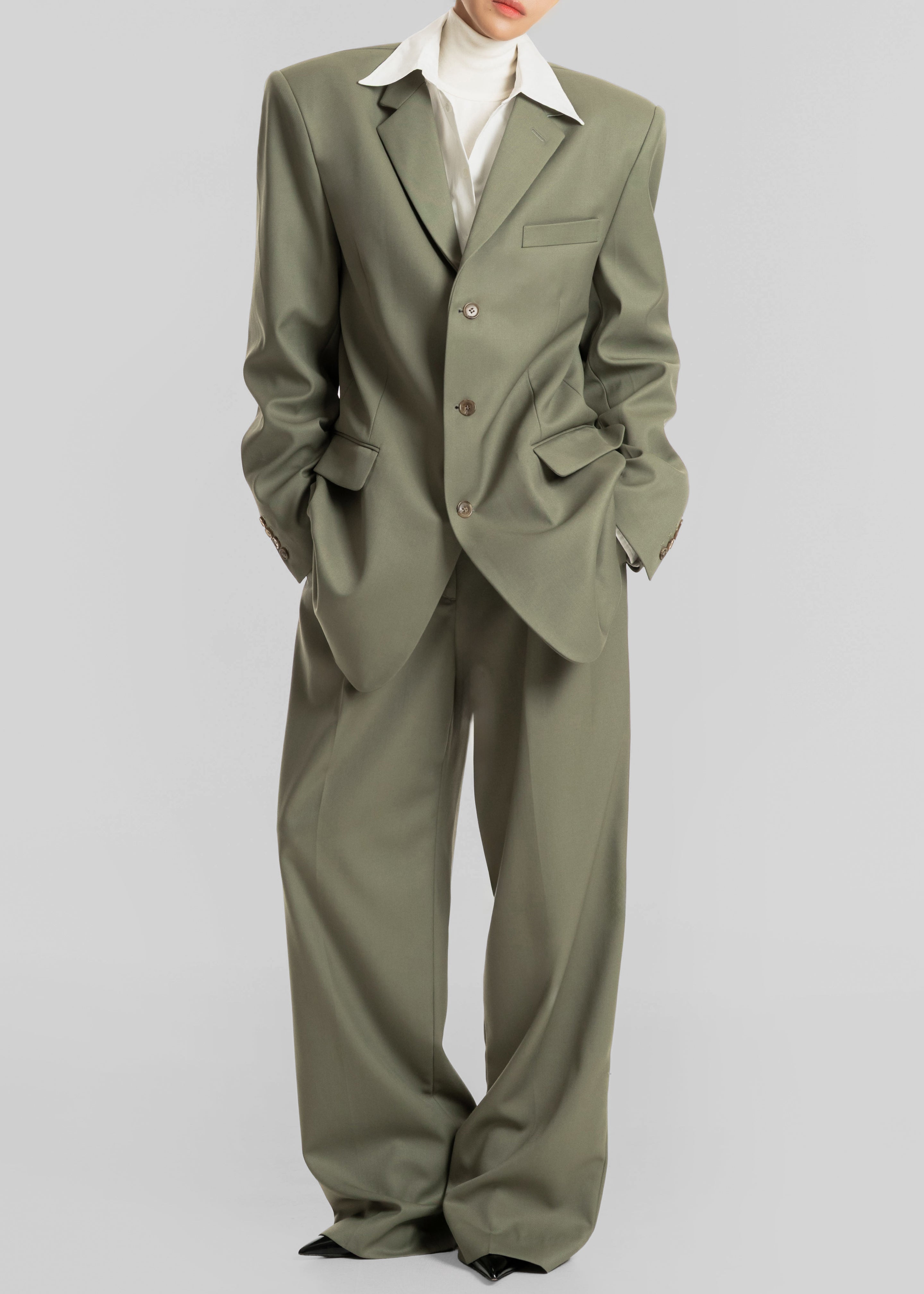 Trosa Straight Trousers - Pale Olive