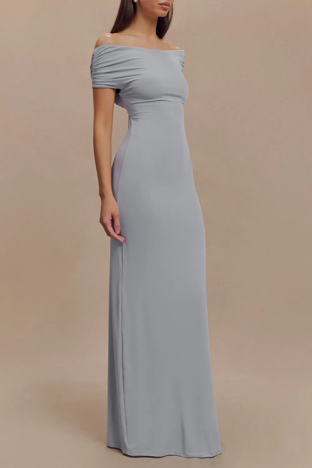 Casual Off Shoulder Slinky Maxi Dress