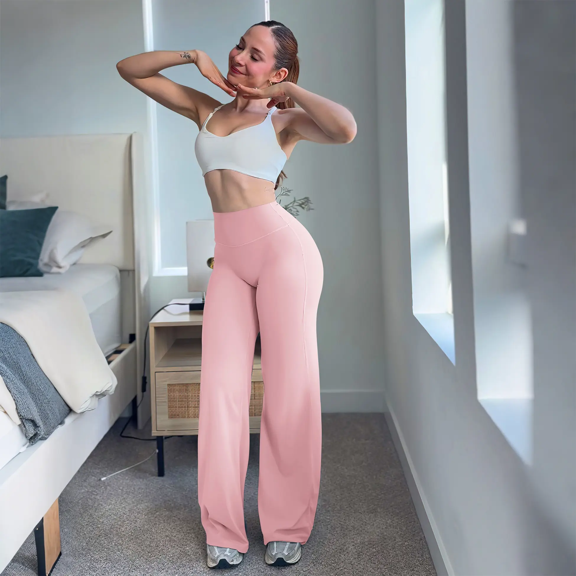 Leggings High-Waist Straight-Leg No Front Seam Buttery Soft Gym Yoga Pants