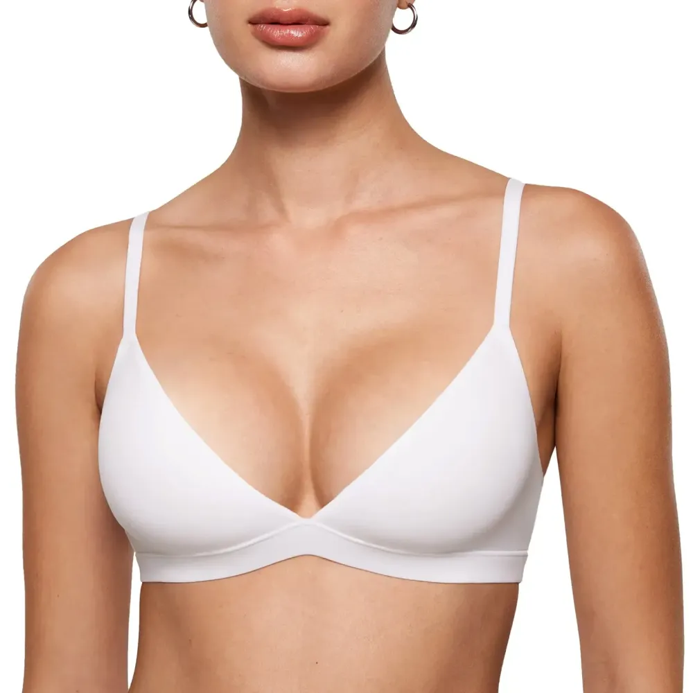 Women's Inbarely Triangle Bralette Plunge Unlined Seamless Bra No Underwire Sexy Comfortable