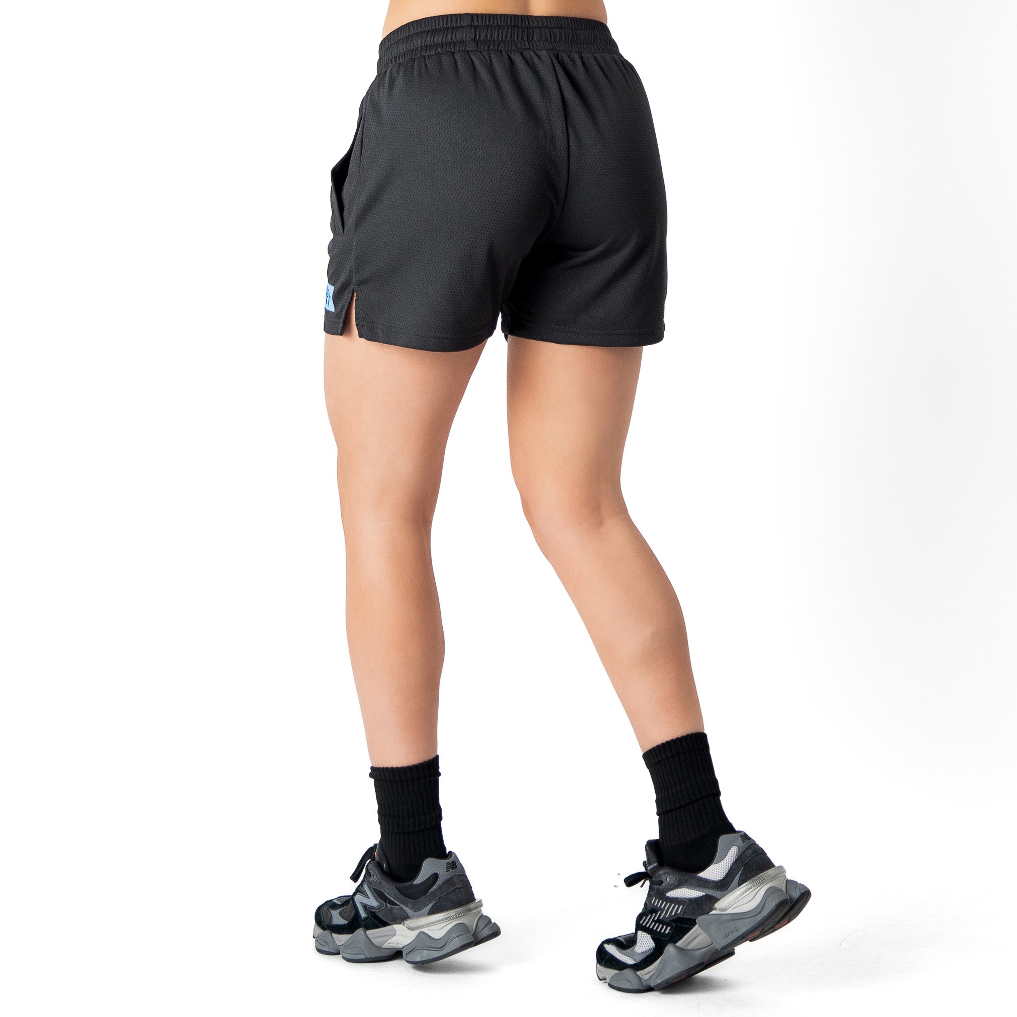 MUAY THAI FLAME SHORTS (MID THIGH CUT) - BLACK / BLUE