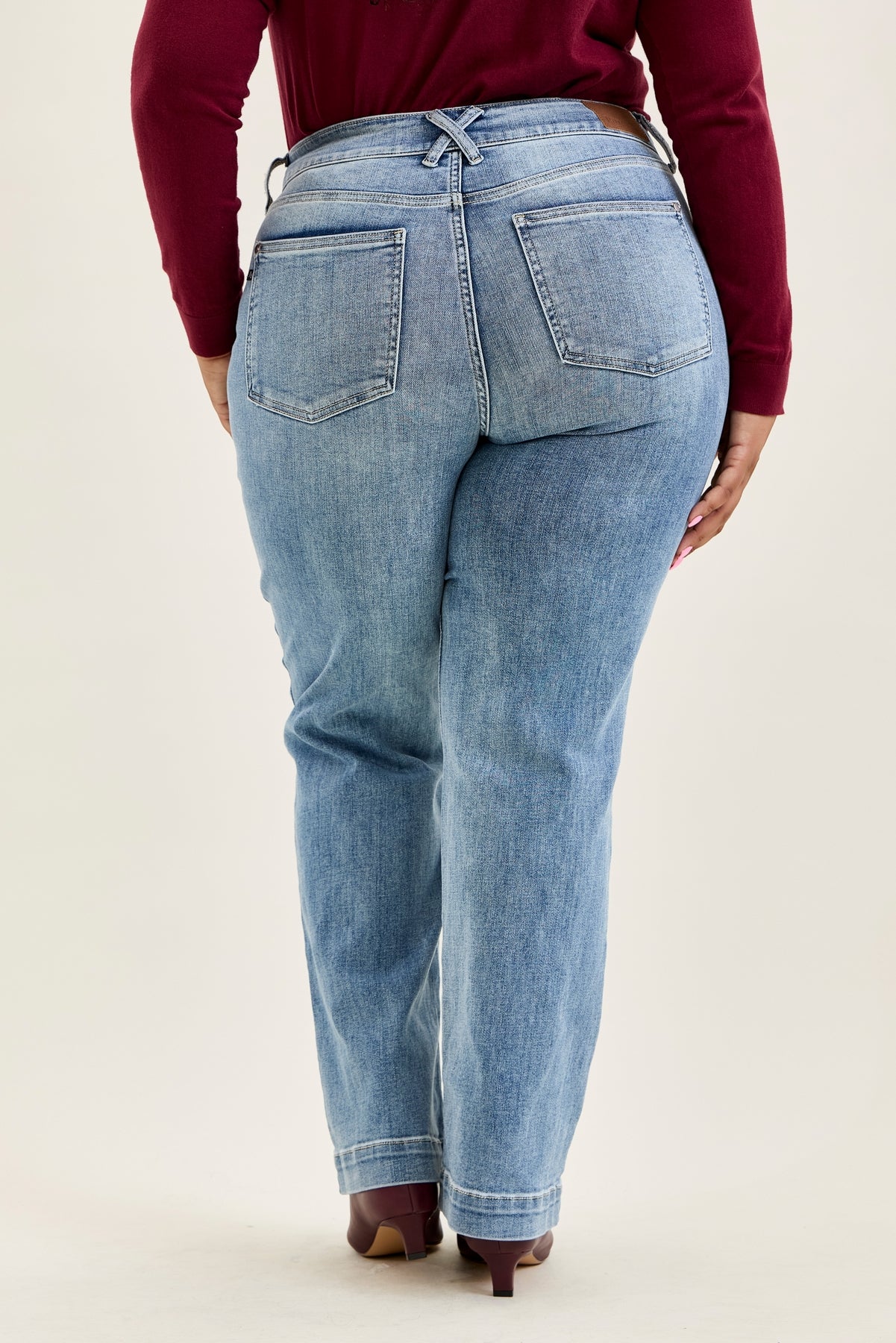 Penny Light Grey Blue Trouser Wide Leg - PLUS