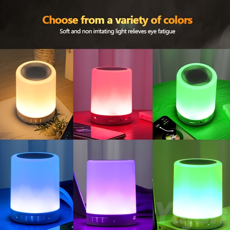 Wireless Night Light Speaker Bass Mini Sound For School Supplies Home Decor, Office, Camping