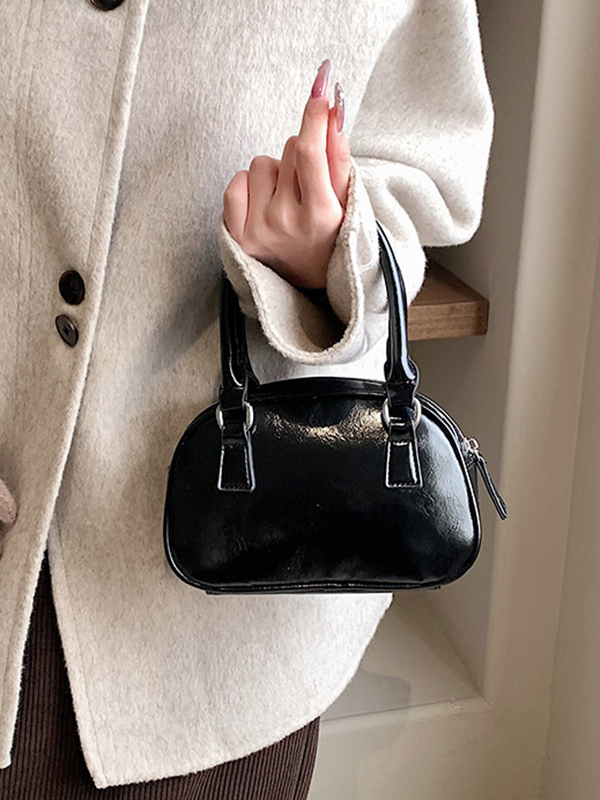 Geometric Solid Color Zipper Handbags Crossbody Bags