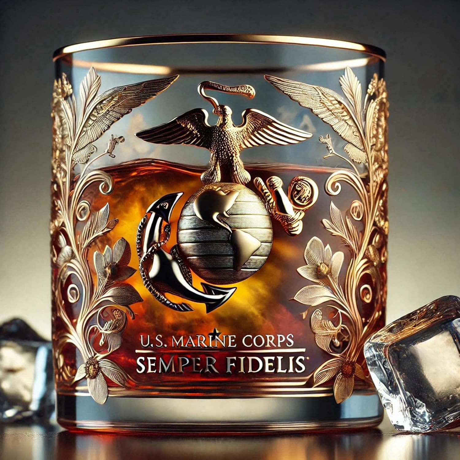 Patriotic Veteran Tribute Glass  Timeless Honor for American Heroes