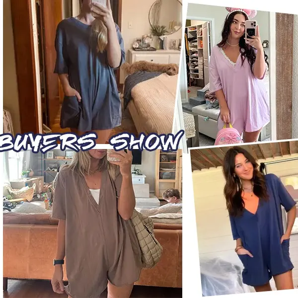 SCUSTY Womens Oversized Rompers Back V Neck Jumpsuits Casual Athletic Workout Tee Onesie Activewear