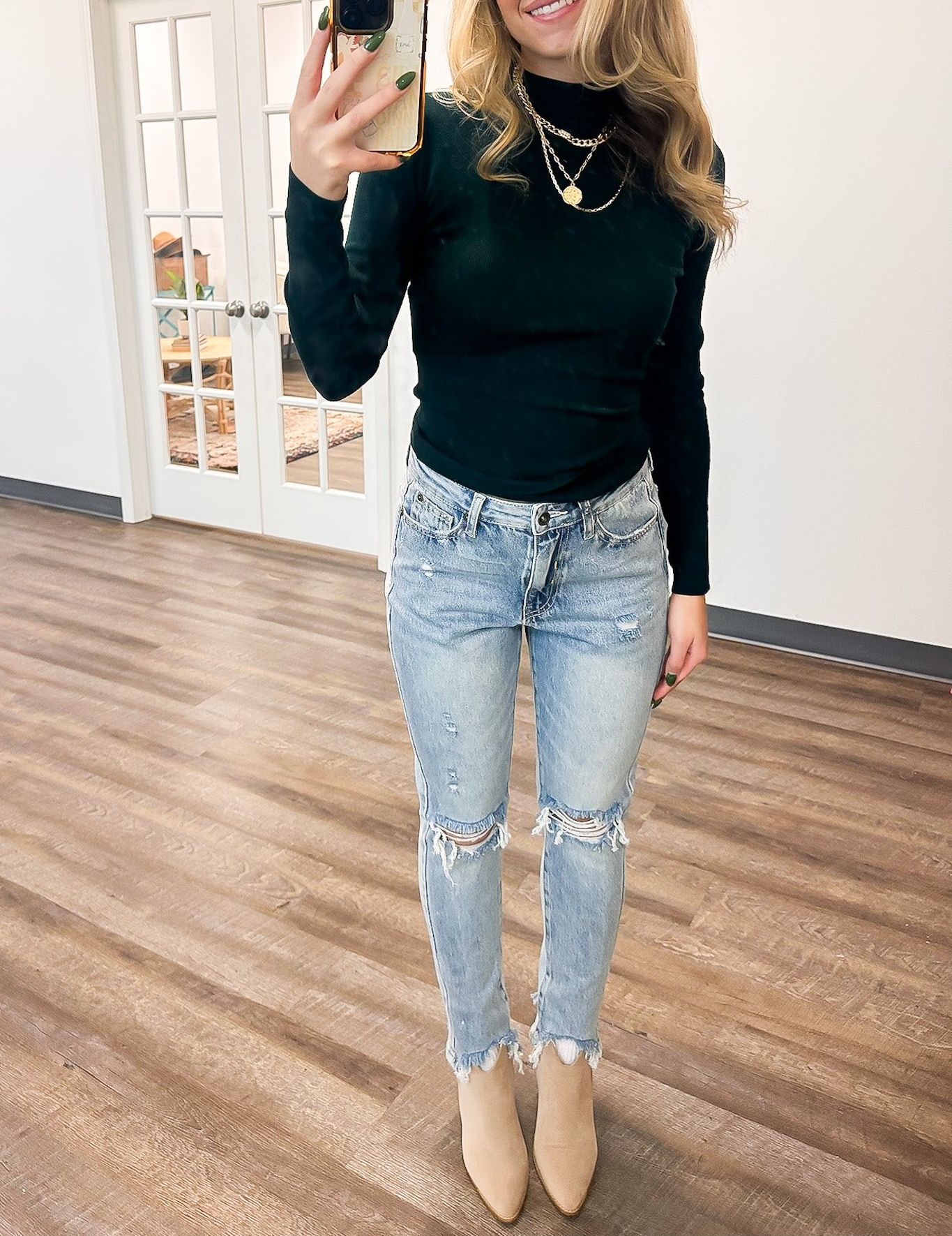 High Rise Distressed Relaxed Straight Jeans