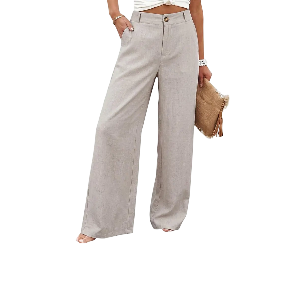 🌿 Women's High-Waisted Wide-Leg Linen Pants - Summer Casual Comfort