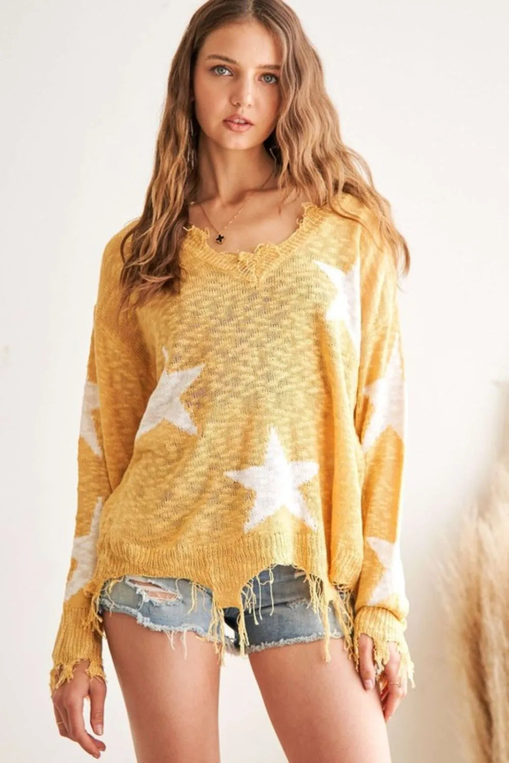 Distressed Star Sweater Top