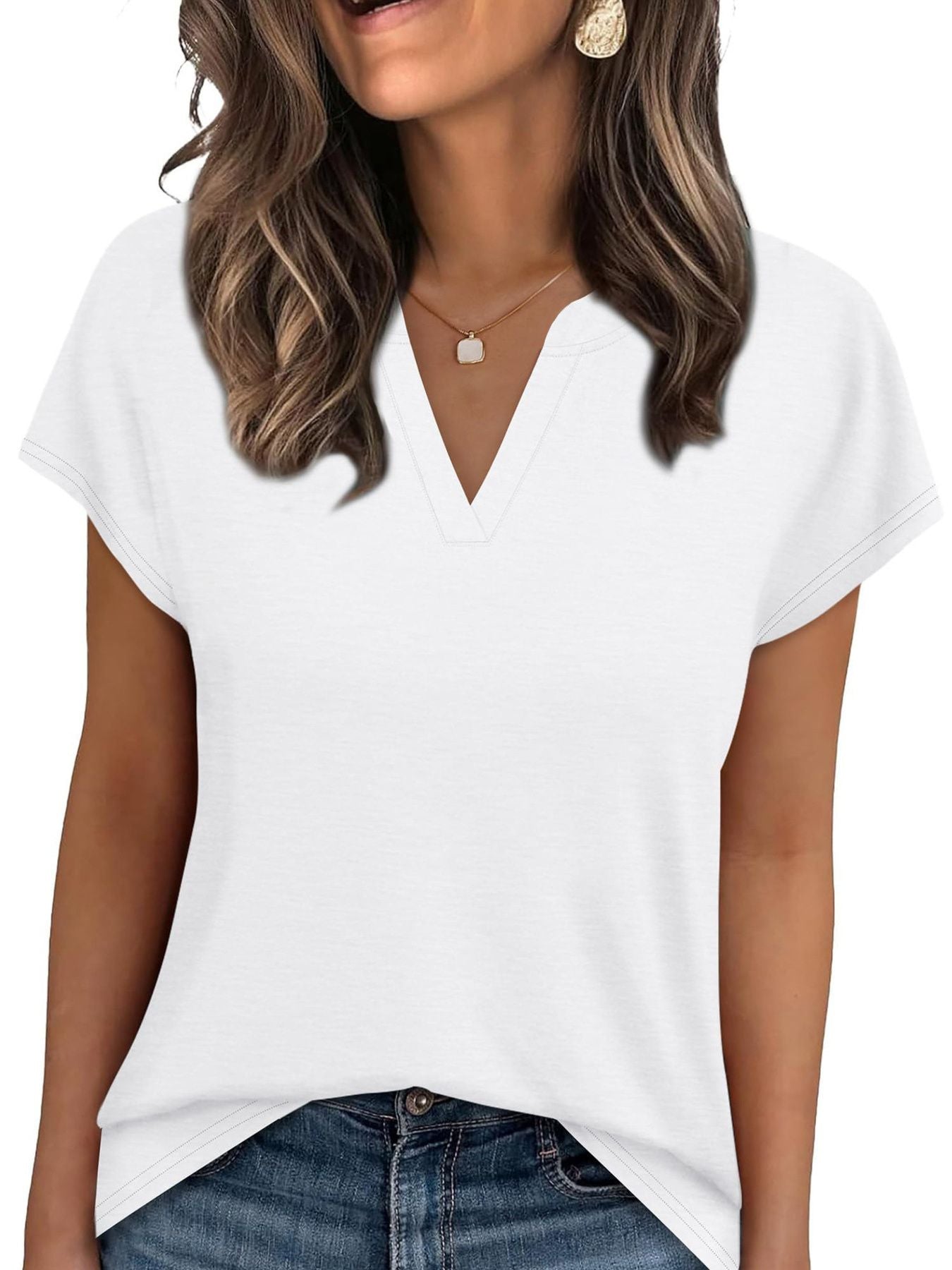 Notched Short Sleeve T-Shirt