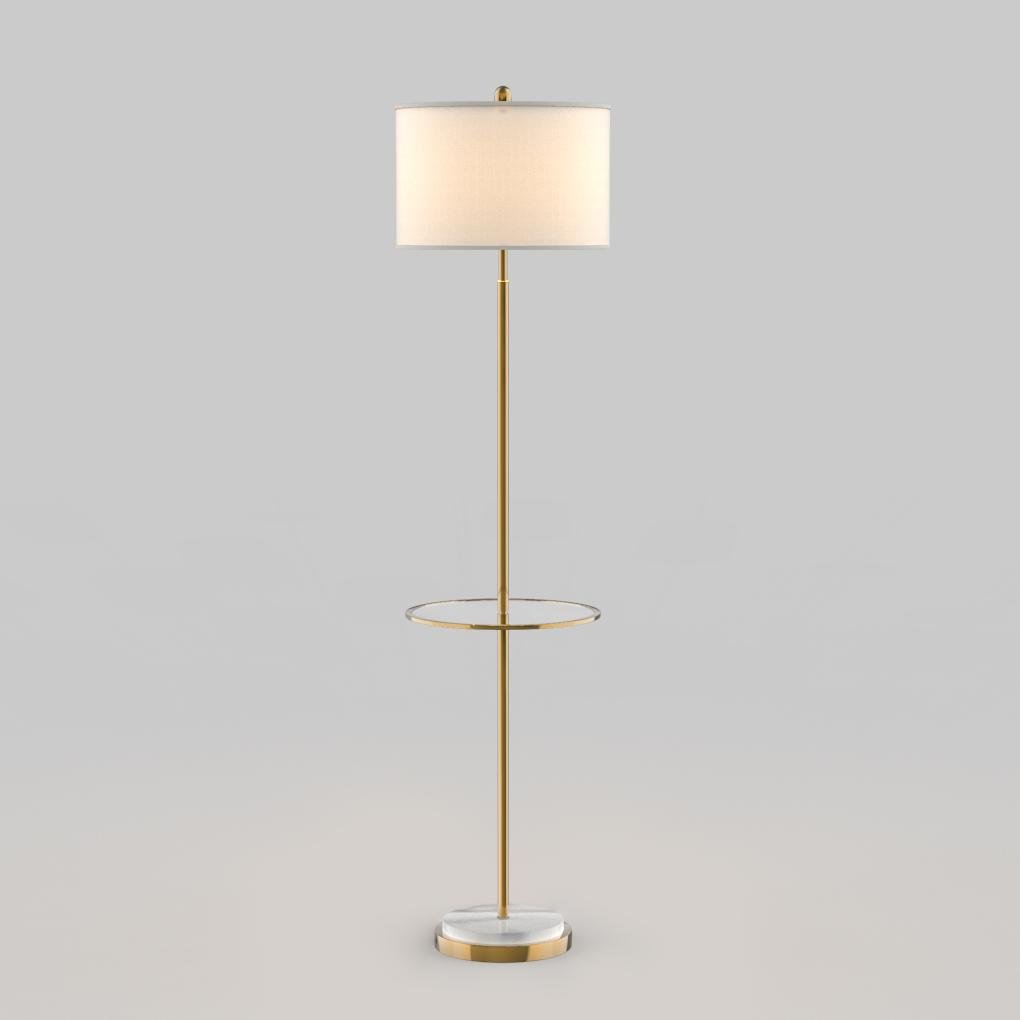 Modern Tall Brass Floor Lamp with Shelves