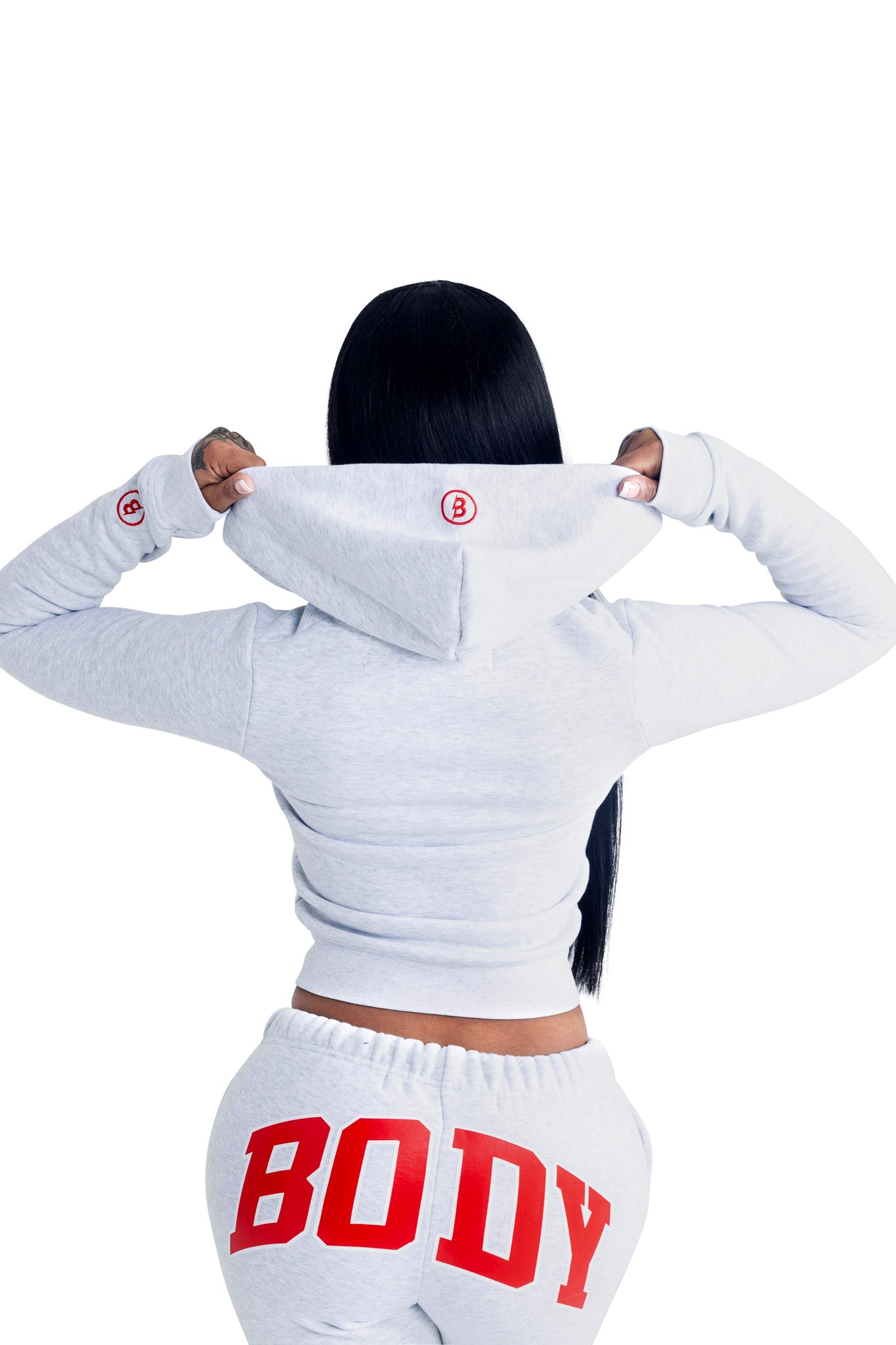 PRE-ORDER - BACKSHOT HOODIE 2.0 (HEATHER GREY/RED)