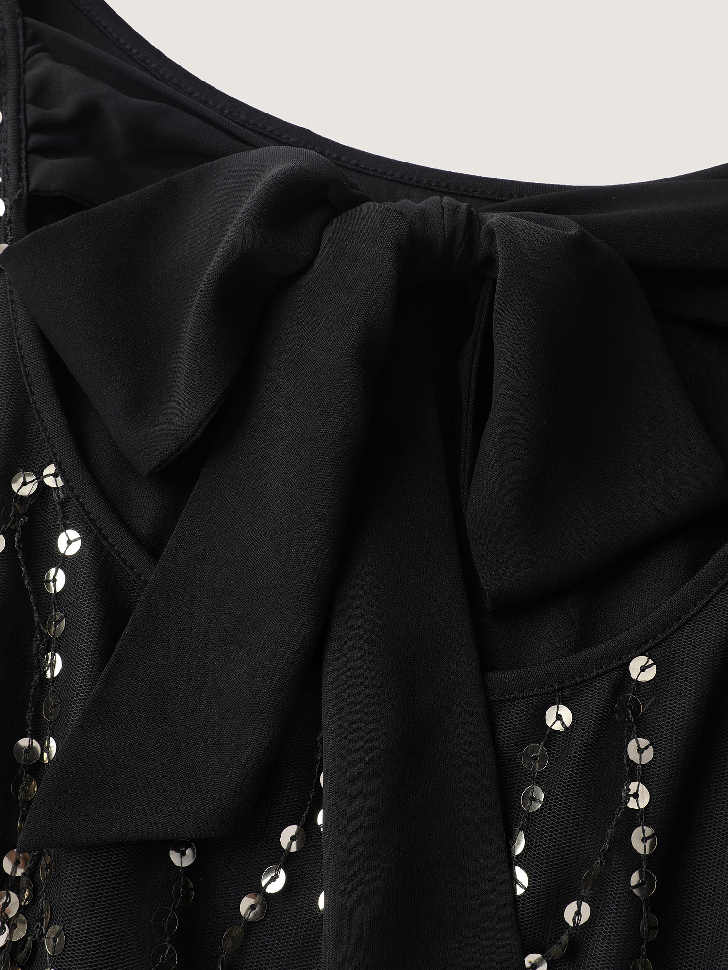 Back Bow Tie Fringe Sequin Mini Dress