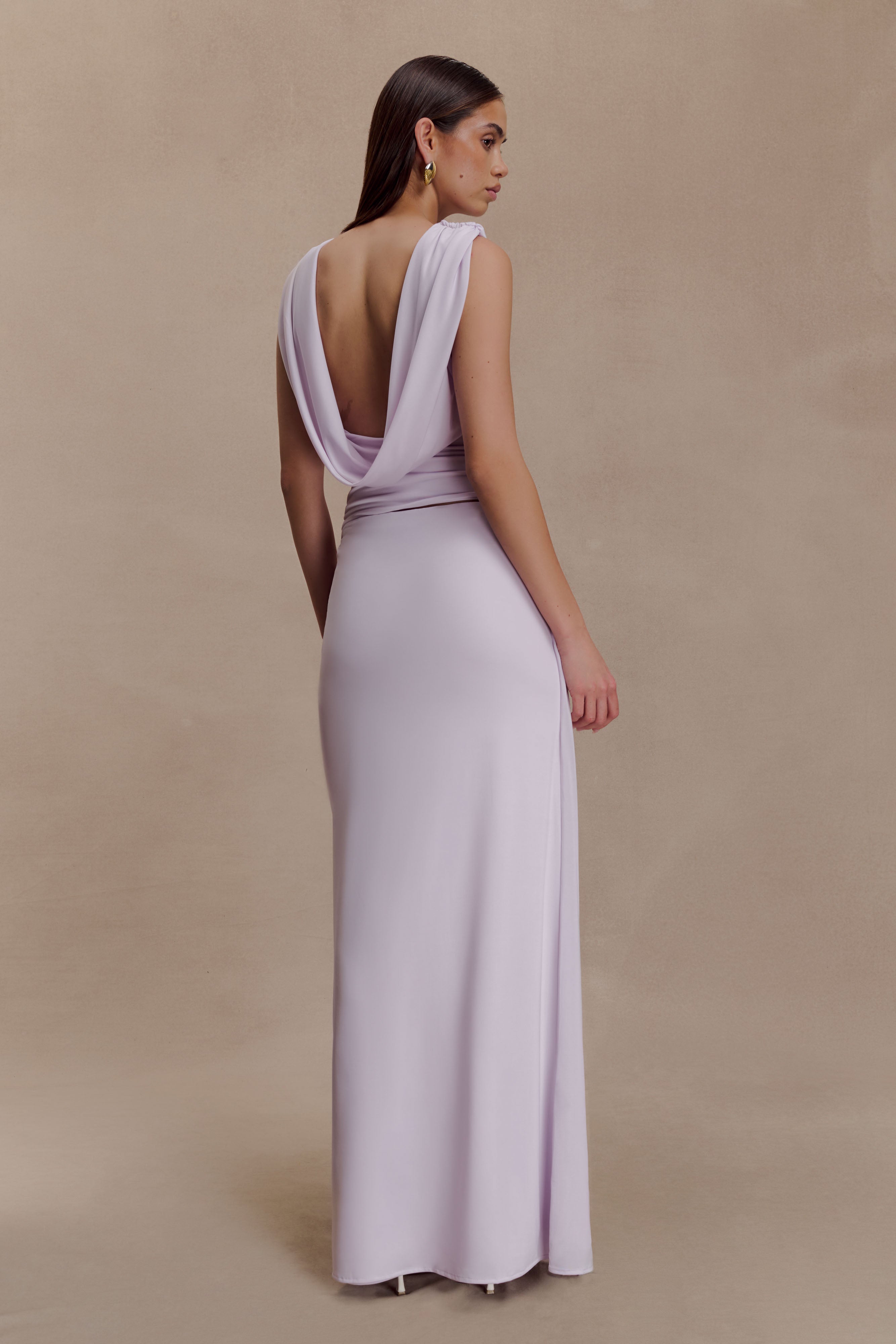 Lilac Slinky Cowl Back Top