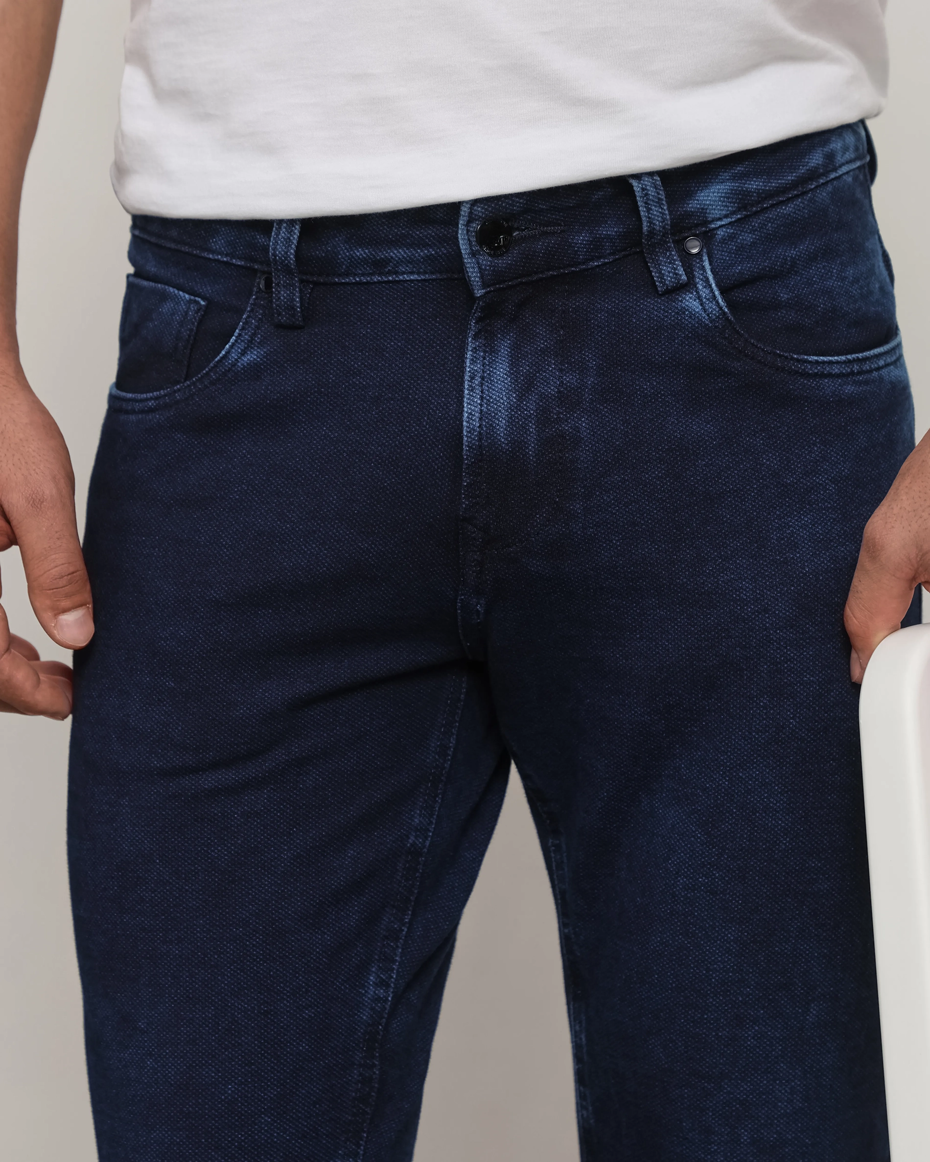 Classic Versatile And Comfortable Straight Dark Indigo Blue Jeans