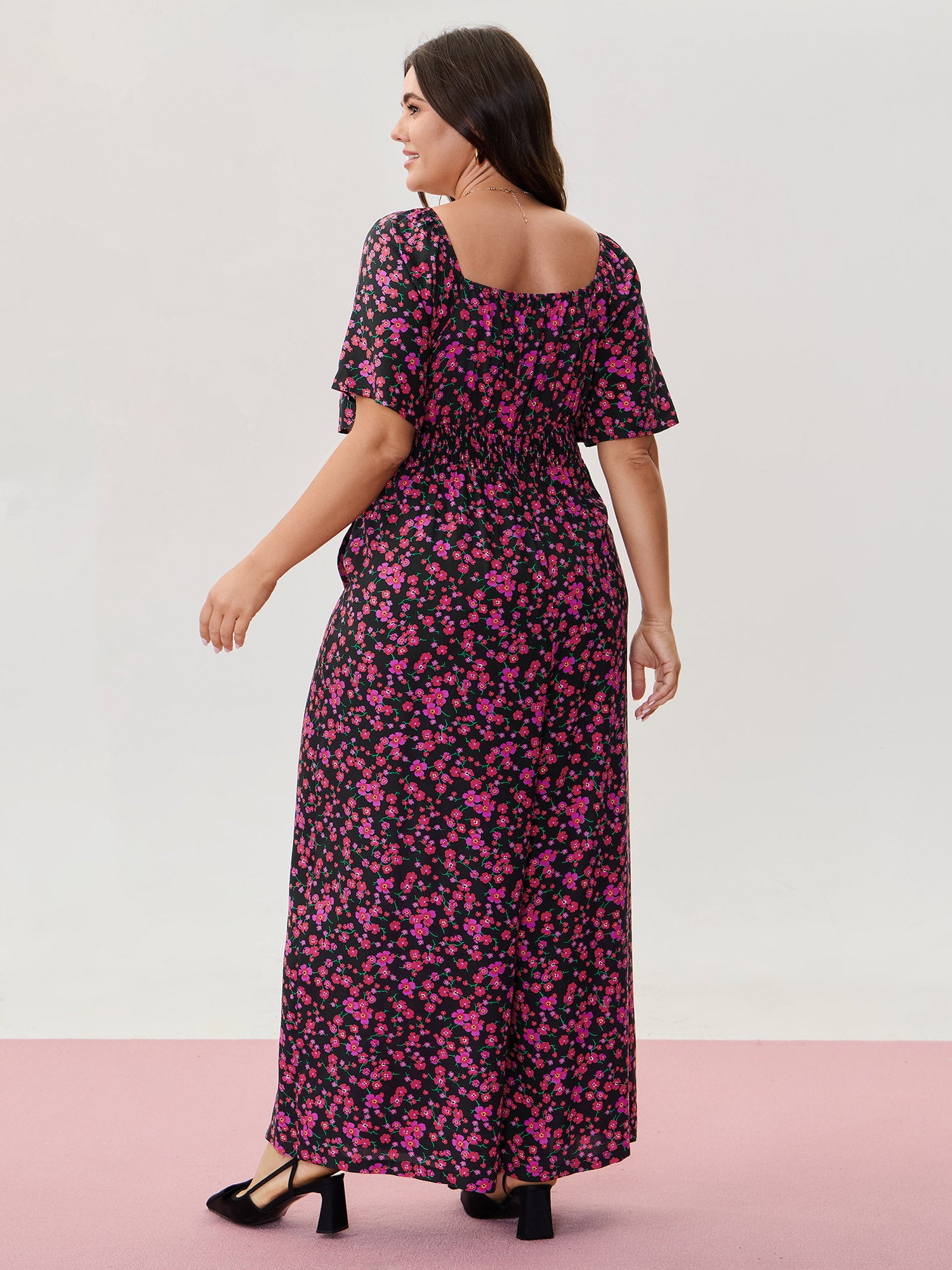 Floral Romance Shirred Waist Jumpsuit