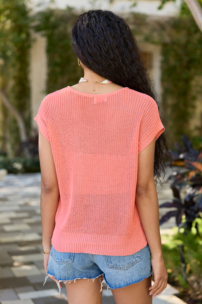 Amber Coral Short Sleeve Sweater