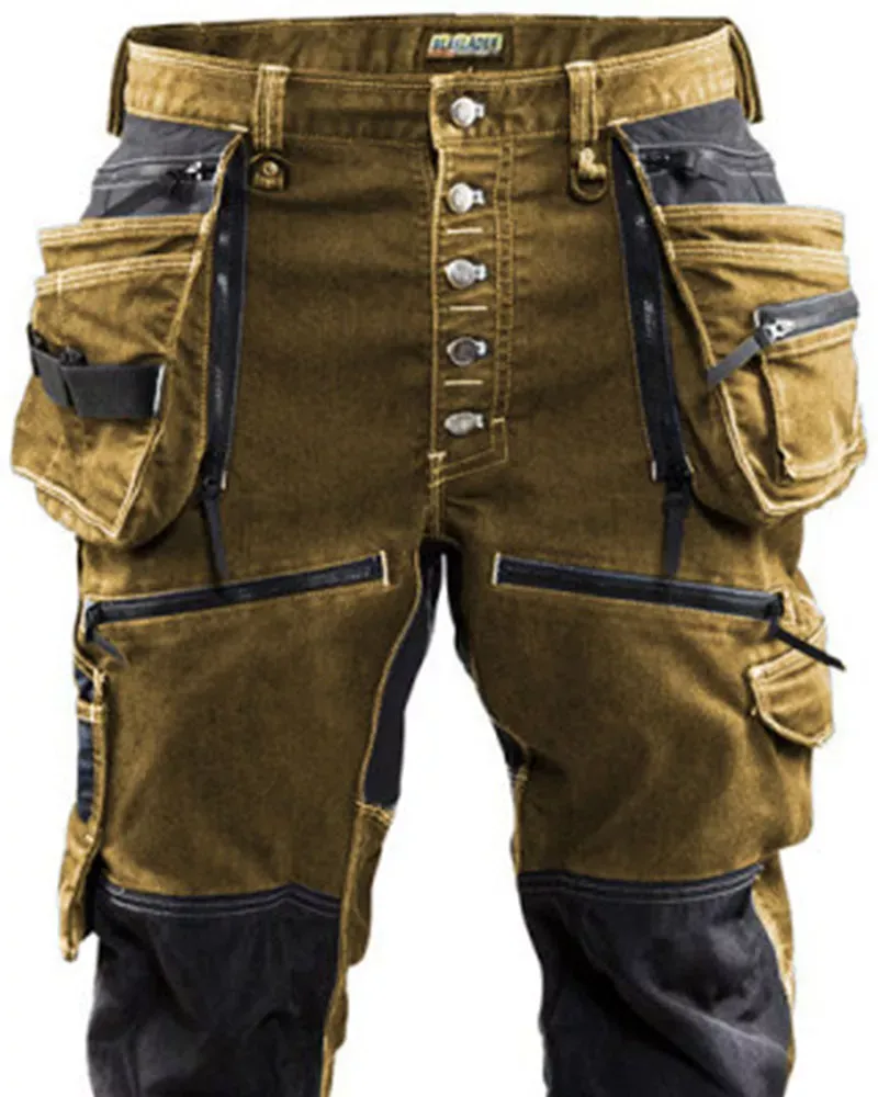 Men'S Pocket Patchwork Overalls