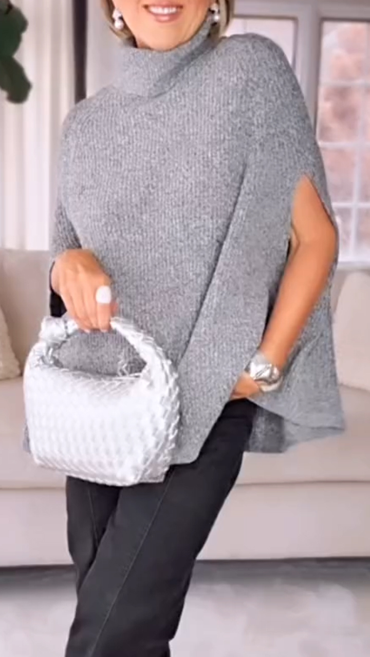 Women High Neck Knitted Casual Top