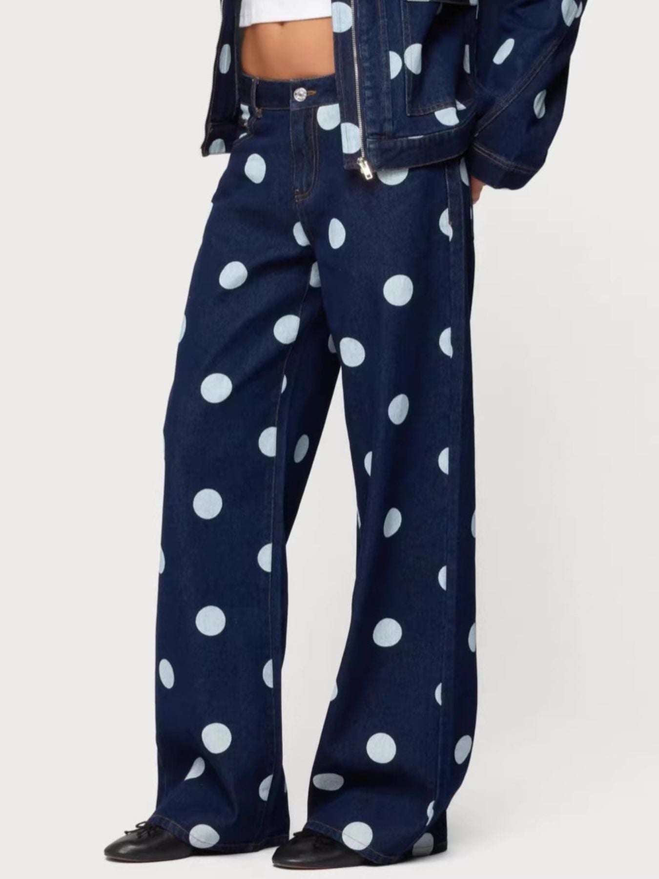 Polka Dot Wide Leg Jeans