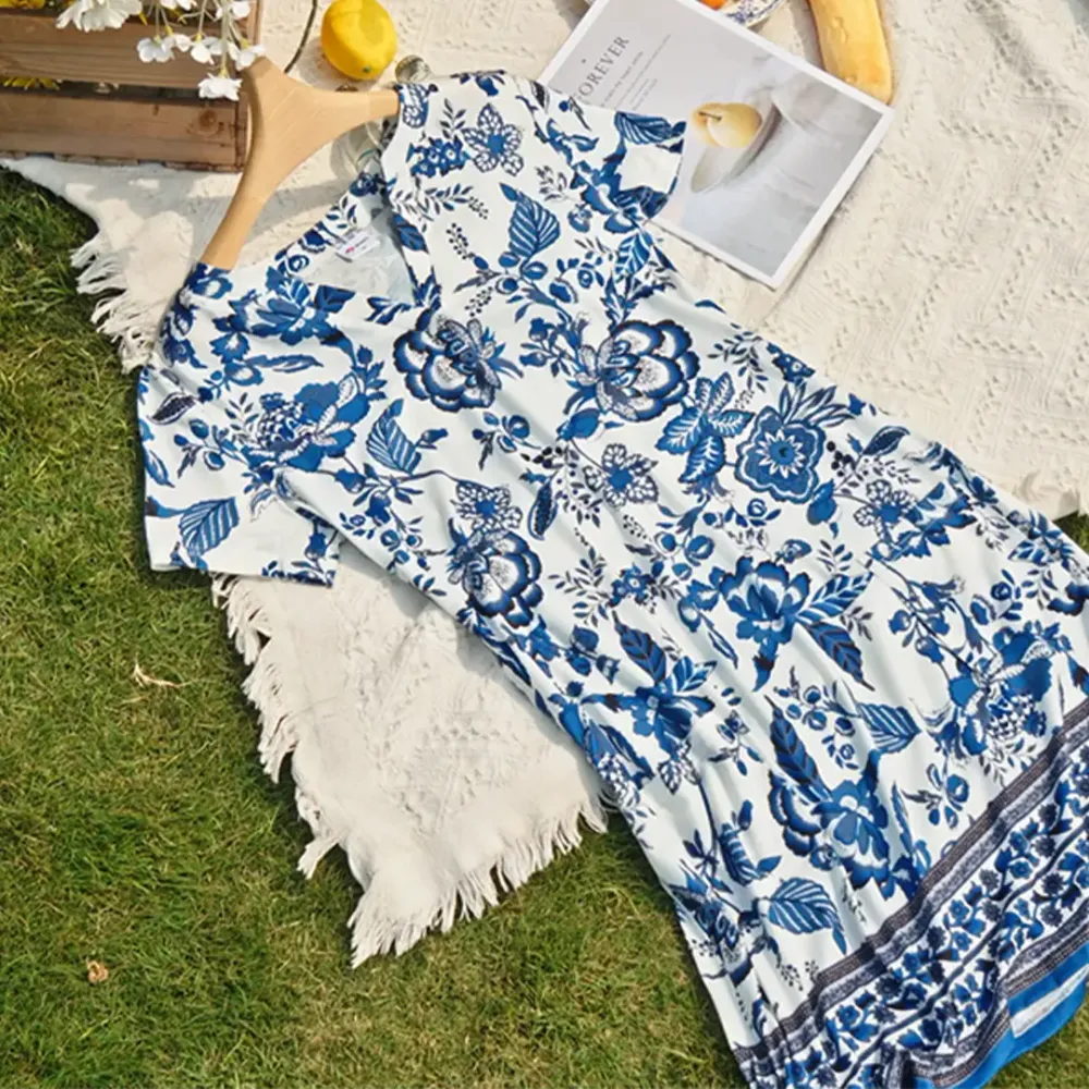 2026 Women‘s V Neck Wedding Summer Dress with pockets