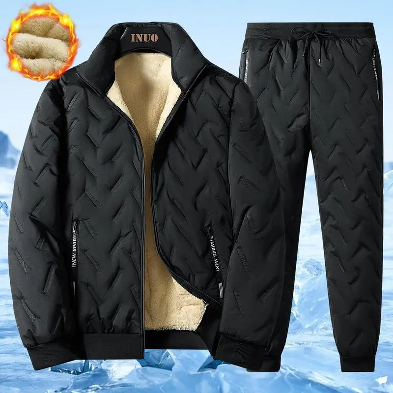 Men’s Fleece-Lined Winter Jacket & Vest Set – Warm, Windproof, Thickened Cotton Coat