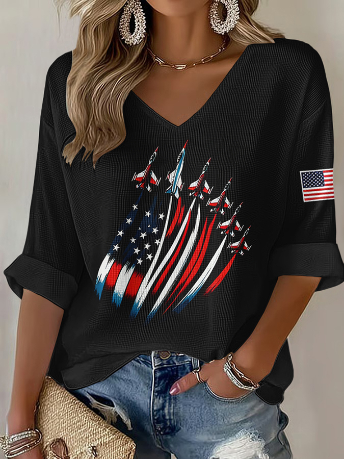 Women's casual Independence Day commemorative printed tie dye T-shirt, commemorating the 250th anniversary of the founding of the United States