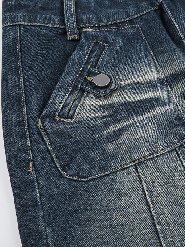 Pocket Distressed Denimskirt